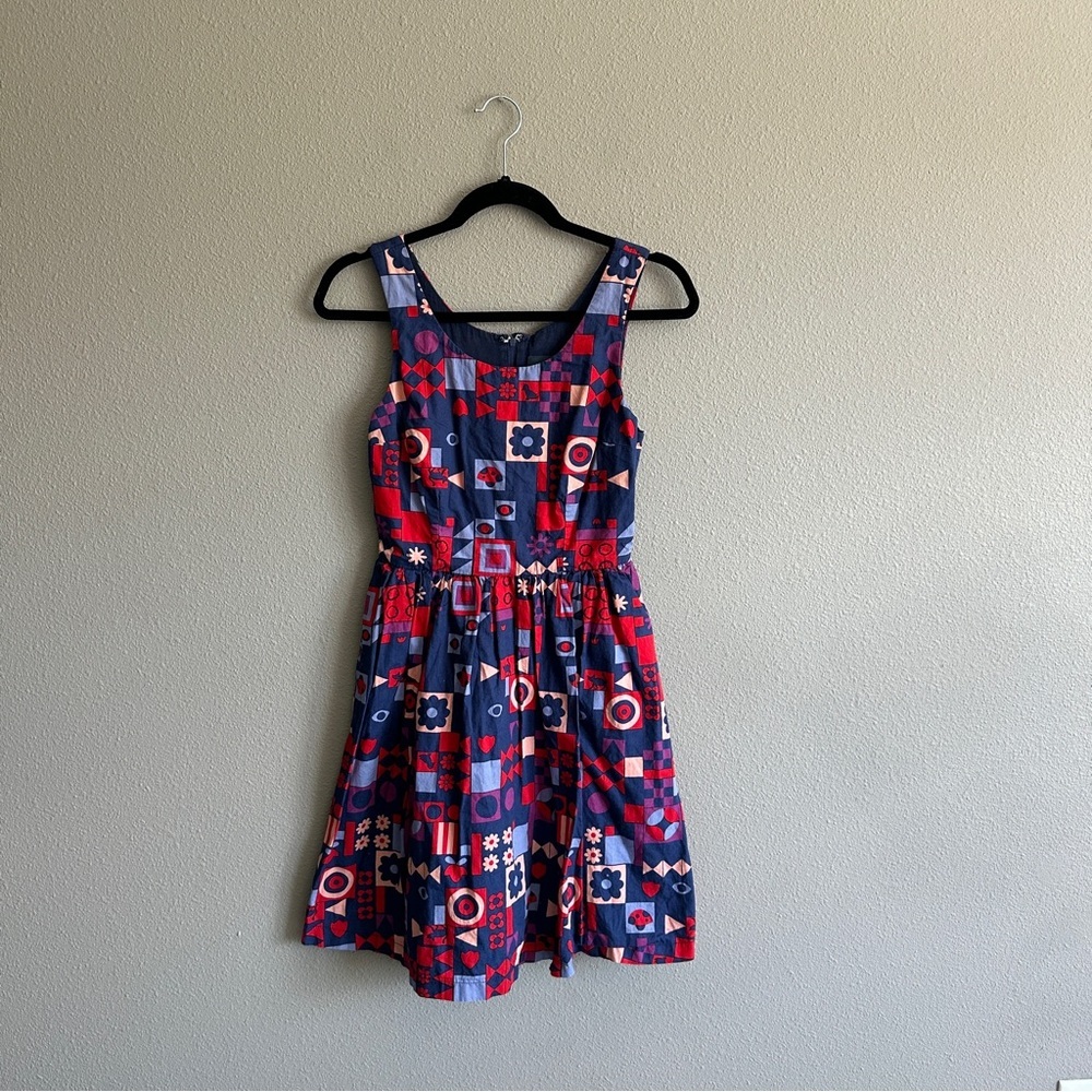 ModCloth Novelty Colorful Cat Mushroom Print Midi Dress XS